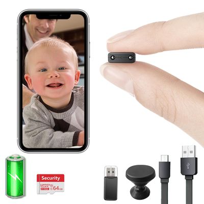 Free 64G Smallest Wireless Camera with Battery,HD1080P Wireless WiFi Camera,Mini Camera with Video Recording Live Feed,Night Vision,Motion Detection, Remote Viewing for Security with iOS Android