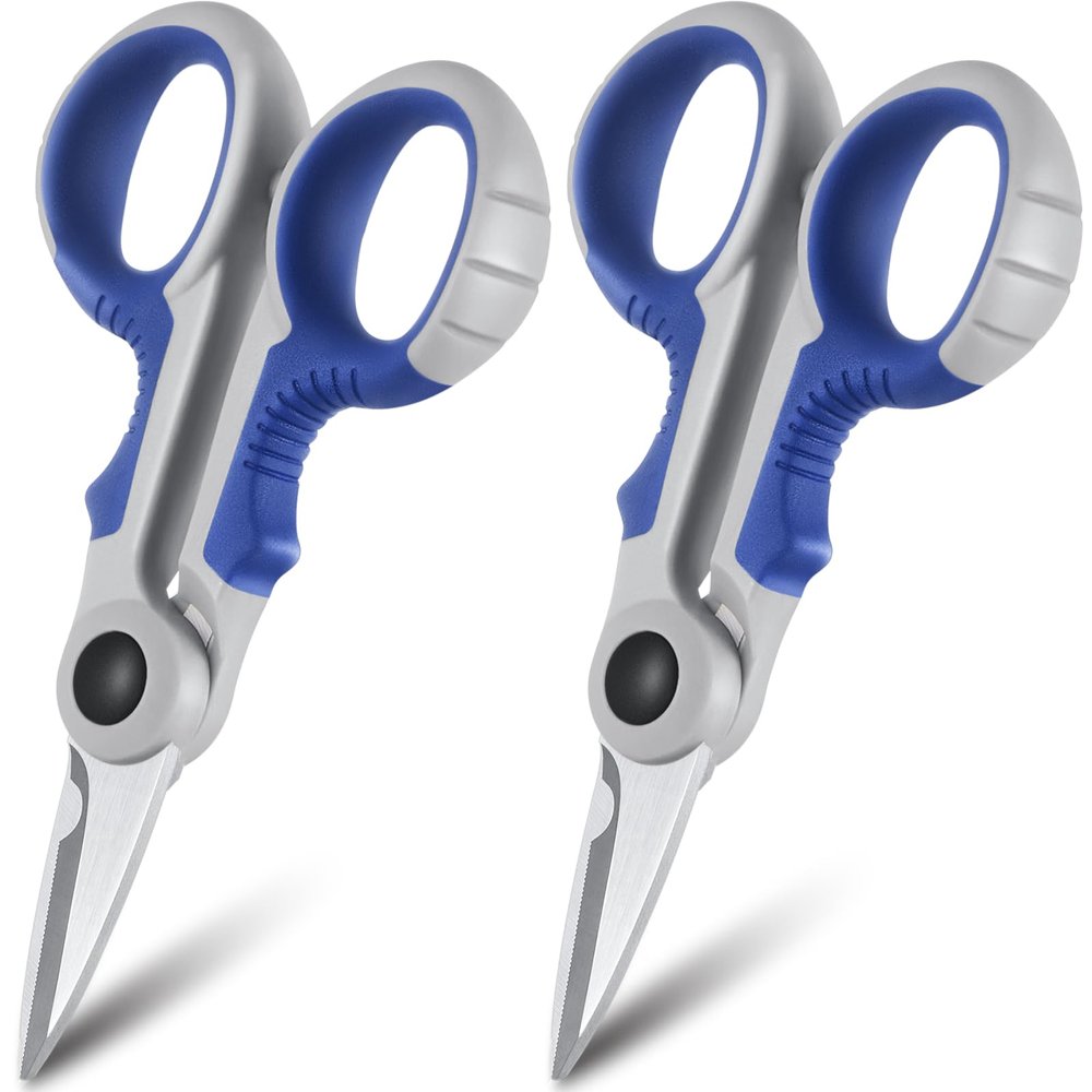 Honoson 2 Pcs 5.7" Fishing Scissors Braided Line Cutters Fishing Heavy Duty 3cr13 Non Slip Serrated Edge Scissors Saltwater Freshwater Braid Multi Function Cutter for Trimming (Blue Gray)