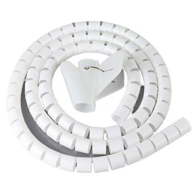 Spiral Protector 5 Meters Wire Storage Tube Clips Cable Sleeve Organizer Pipe Wrap Cord Protector Flexible Spiral Management Device Wraps Cable(White,42MMx5 Meters)