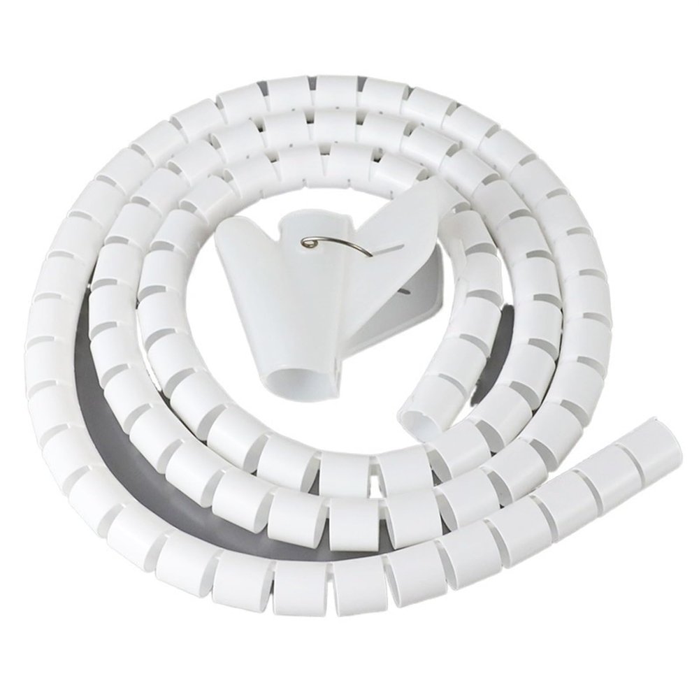 Spiral Protector 5 Meters Wire Storage Tube Clips Cable Sleeve Organizer Pipe Wrap Cord Protector Flexible Spiral Management Device Wraps Cable(White,42MMx5 Meters)