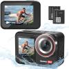 Hiicam Waterproof Action Camera 4k Underwater Camera,Sports Camera with Dual Screen&EIS&8X Zoom,4k Action Camera with Waterproof Case&Remote Control&Microphone for Video Recording/Vlogging/Diving view 1