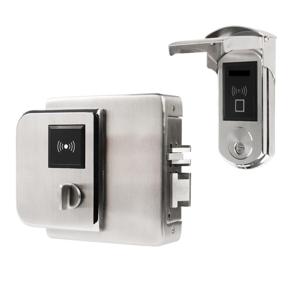 Smart Lock Fingerprint Electronic Door Lock with IC Card Reader Fingerprint Verification for Off-site Door IP65 (Color : Fingerprint IC A Out) (Fingerprint Ic B in)
