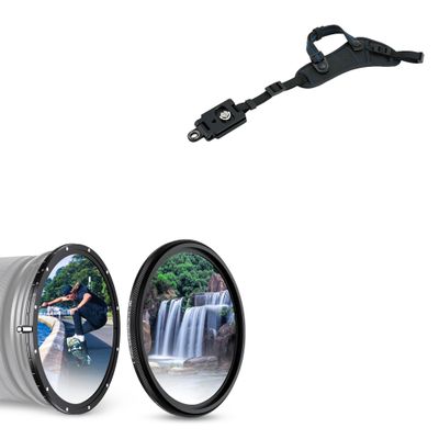 JJC Deluxe Microfiber Camera Hand Strap & True Color ND Filter Variable ND2.5-1000 (1-10 stops) for Canon Nikon Sony Fujifilm Olympus DSLR and Mirrorless Cameras