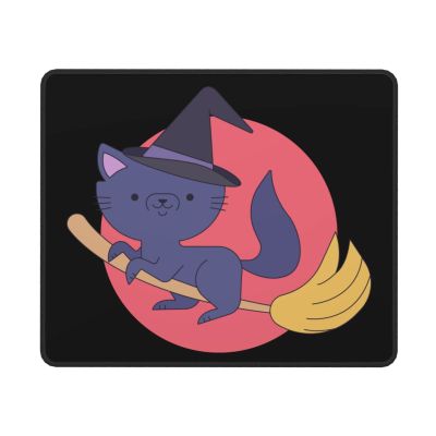 Witch's Cat Mouse Pad Non-Slip Rubber Base 10x12 in Square Waterproof Mouse Pad for Laptop Office Desk Accessories Mouse Pad