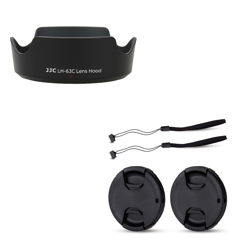 JJC EW-63C Reversible Lens Hood & 2-Pack 58mm Lens Cap Cover for Canon EOS Rebel T8i T7i T6i T5i SL3 SL2 90D 80D 70D 77D with Kit Lens EF-S 18-55mm f/3.5-5.6 is STM or EF-S 18-55mm f/4-5.6 is STM Lens
