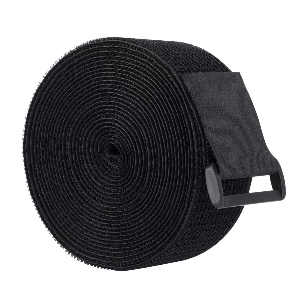 TUGEUNYU 2" x 16 ft self-Adhesive Hook and Loop Tape, Reusable Fasteners Tape 15 Plastic Buckles, Adjustable Tightening Cable Straps, Nylon Cinch Straps for Storage, Sewing (2 in X16 ft)