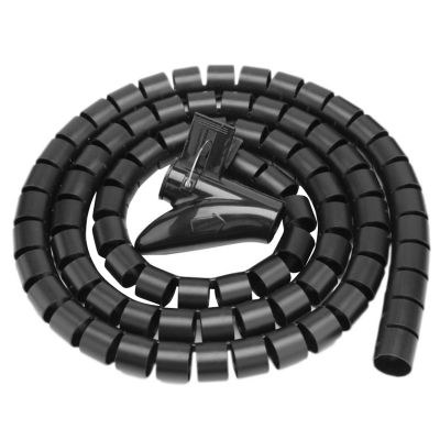 spiral protector Cable Spiral Winder Cord Protector Tube Cable Wire Storage Wrap Organizer Flexible Wire Management Pipe wraps cable(Black,ID 8mm 1.5 Meter)