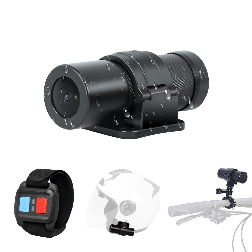 VSYSTO Helmet Camera for Bicycle Motorcycle, Remote Control, WiFi HD 1080P Portable Waterproof Handlebar Camera, G-Sensor, Loop Recording