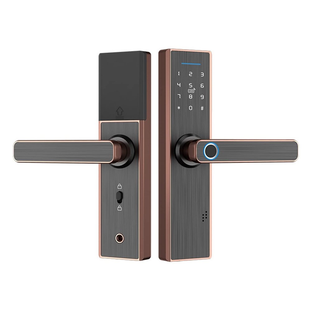 Smart Lock Smart Door Lock WiFi Fingerprint Code IC Card Lock, APP Remote Control Digital Lock (Color 22X240 (5085)) (Bronze 22X200 (5050))