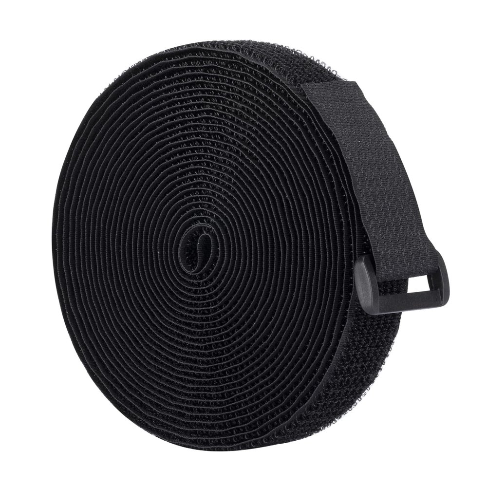 TUGEUNYU Hook and Loop Straps 1In Wide 16 Ft Long, Self-Adhesive Reusable Cable Straps-Adjustable Nylon Fasteners for Home Wires, Garage, Office, Outdoor, No Adhesive Black Organizer Straps(1In X16Ft)
