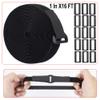TUGEUNYU Hook and Loop Straps 1In Wide 16 Ft Long, Self-Adhesive Reusable Cable Straps-Adjustable Nylon Fasteners for Home Wires, Garage, Office, Outdoor, No Adhesive Black Organizer Straps(1In X16Ft) view 2
