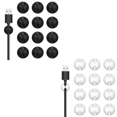 24pcs Cord Holder Cable Clips(12pc Black+12pcs White)- Cable Cord Organizer