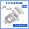 100pcs Cable Wire Screw Clips, Single Hole Galvanized Steel Cable Clamps, Outdoor Wire Clips Wire Mounting Clips for Wire Management Conduit or Pipe Fixing Wall Cable Hooks view 2