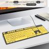 Denash Large Print Backlit Keyboard Wired, 104 Keys Full Size Keyboard,Oversized Print Letters Computer Keyboard for Seniors, Elderly, Kids (Yellow+Black) view 2