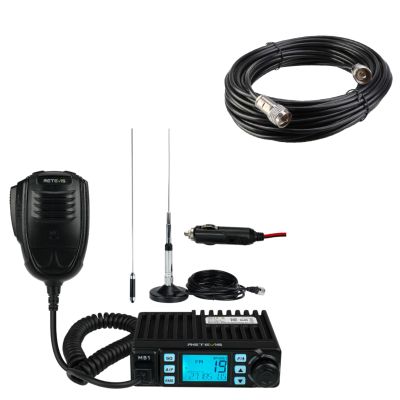 Retevis CB Radio Kit - Includes MB1 Mobile Radio, 45 Inch High Gain Antenna, Coax Cable, AM/FM Base Station, Noise Reduction, CTCSS, Handheld for Truckers