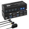 8K DP KVM Switch 2 PC 2 Monitor, Dual Monitor KVM with 4 DP and 2 USB Cables, 4K@120Hz 8K@60Hz Displayport 1.4 and USB 3.0 view 1