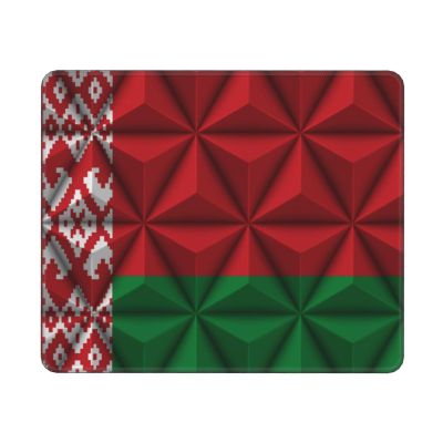 Flag of Belarus with Polygon Effect Mouse Pad Non-Slip Rubber Base 10x12 in Square Waterproof Mouse Pad for Laptop Office Desk Accessories Mouse Pad