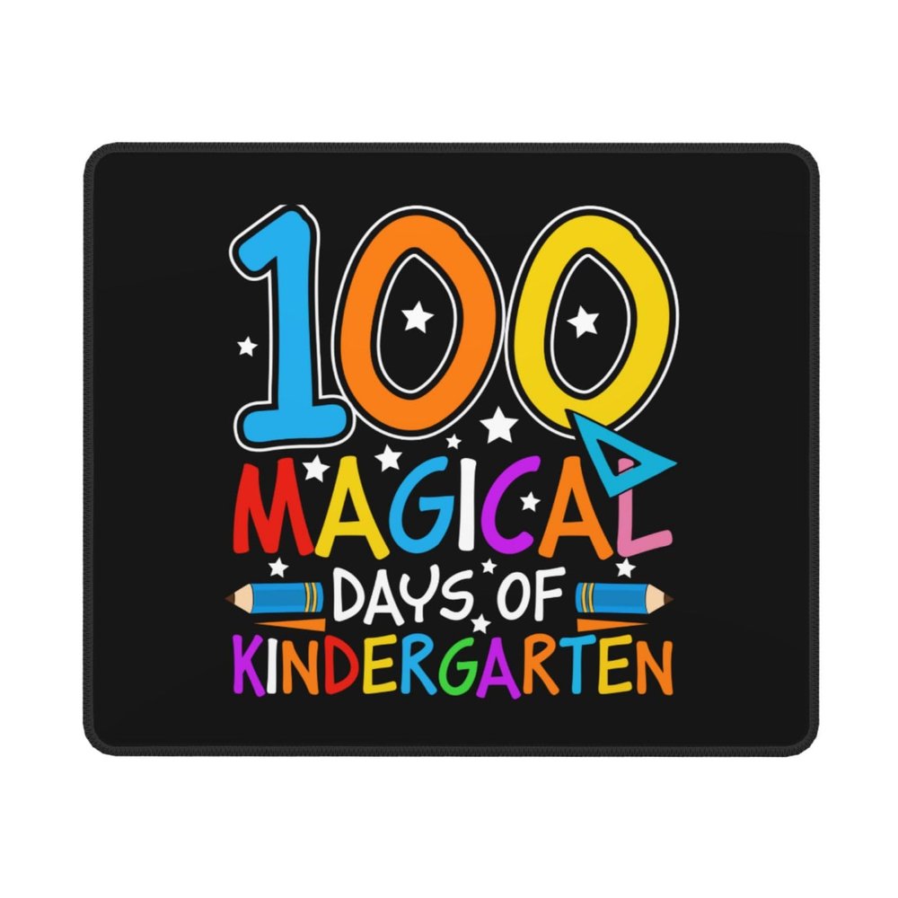 100 Magical Days of Kindergarten Mouse Pad Non-Slip Rubber Base 10x12 in Square Waterproof Mouse Pad for Laptop Office Desk Accessories Mouse Pad
