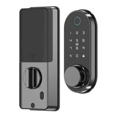 Compatible with Mobile APP Smart Remote Control Fingerprint Biometric Password Password Lock Tongue Automatic Lock (Color : LD02) (Black)
