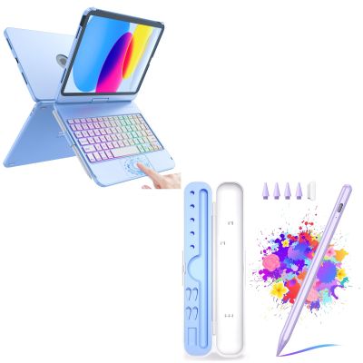 FUWANG Touch Keyboard Case for iPad 10th Generation (10.9", 2022) Bundle with Stylus Pen for iPad 9th&10th Generation - 4X Fast Charge Pencil