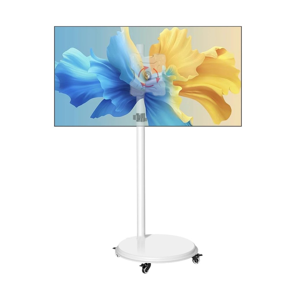 AVXANKTG 17-43 inch Monitor Stand Pure White Vertical TV Floor-Standing Mobile Trolley Lifting and Rotating Stand Pneumatic Cantilever