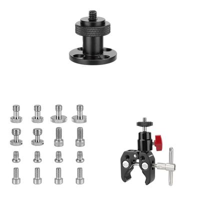 CAMVATE 1/4"-20 Male Screw Mount + 1/4"-20 & 3/8"-16 & M5 Thread Screw + Super Clamp Articulated Mini Ball Head