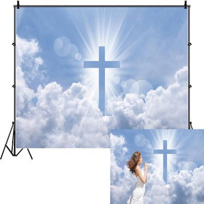 12x8ft Jesus Cross Backdrop Church Party Photography Background Holy Light Heaven Decorations Sepulcher Lord Pray Religious Faith Christian Events Decor Photo Booth Props