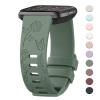 AK Floral Engraved Band Compatible with Fitbit Versa Bands, Soft Sport Replacement Wristbands for Fitbit Versa 2 Smart Watch Women Men (Avocado Green) view 1