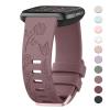 AK Floral Engraved Band Compatible with Fitbit Versa Bands, Soft Sport Replacement Wristbands for Fitbit Versa 2 Smart Watch Women Men (Smoke Violet)
