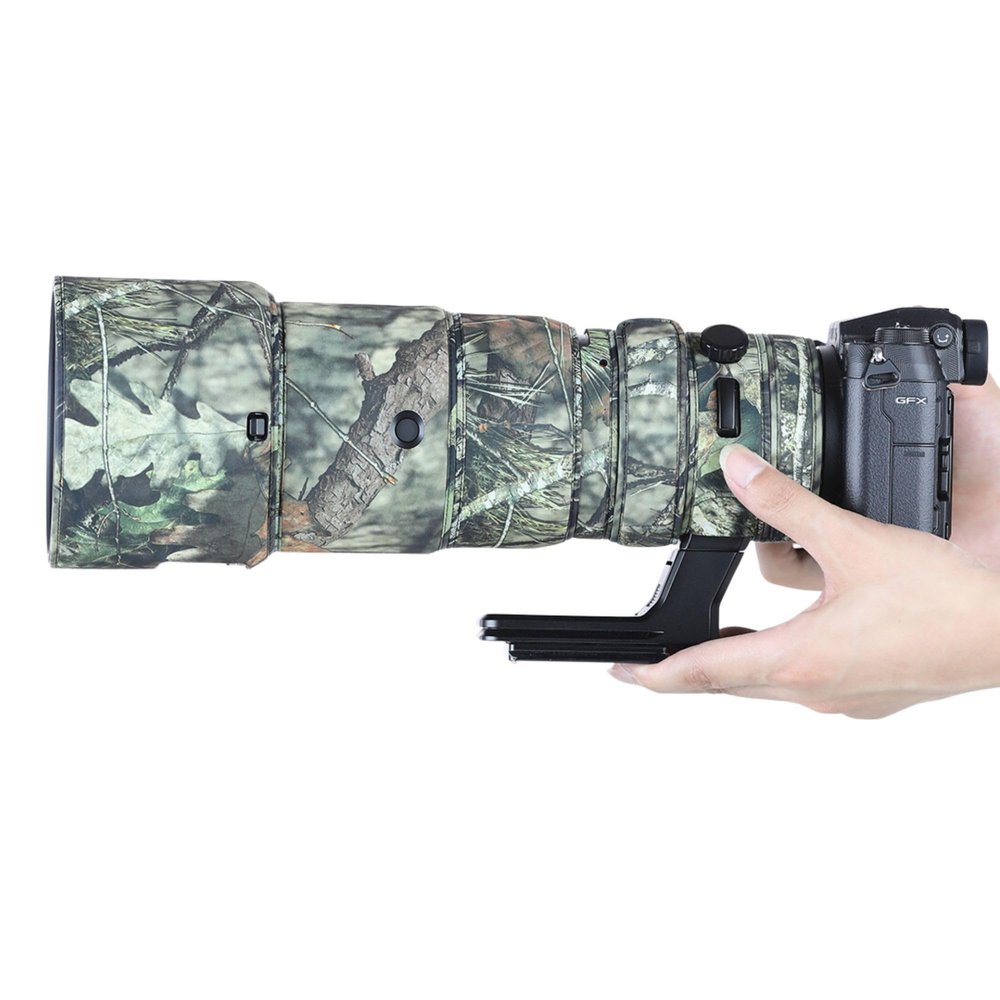 Fujing Chasing BIRDS Waterproof Lens Camouflage Coat for FUJIFILM GF 500mm F5.6 R LM OIS WR Camera Lens Rain Cover Protection Sleeve Guns Case Clothing-Pine Camouflage