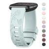 AK Floral Engraved Band Compatible with Fitbit Versa Bands, Soft Sport Replacement Wristbands for Fitbit Versa 2 Smart Watch Women Men (Light Cyan) view 1