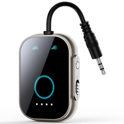 Swiitech Bluetooth Transmitter Receiver for TV, 2-in-1 Bluetooth 5.3 Adapter for Airplane, Gym Equipment, Cars, for up to Two Wireless Headphones, Cell Phones.