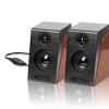 Denash PC Speakers, Low Distortion Wooden Color Wired Laptop Speakers,Deep Bass Clear Sound Quality Plug & Play Computer Speakers for PC Phone Laptop view 1