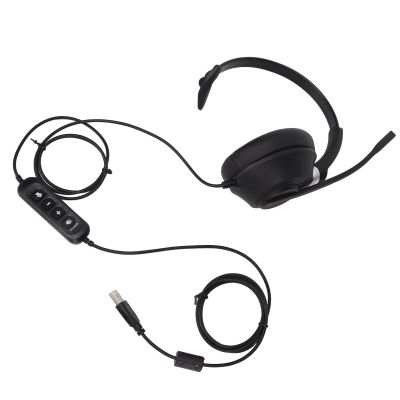 Monaural Business Headset, Volume Adjustment Black USB Headset Plug and Play Microphone Mute Flexible for Call Center for PCs for Home