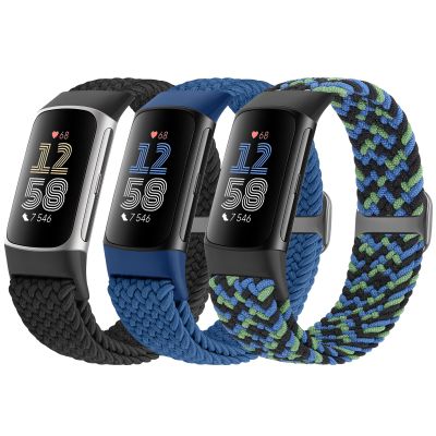 Acortjl Braided Solo Loop Bands Compatible with Fitbit Charge 6/Charge 5, Adjustable Stretchy Nylon Woven Replacement Wristbands for Fitbit Charge 6/Charge 5 for Women Men