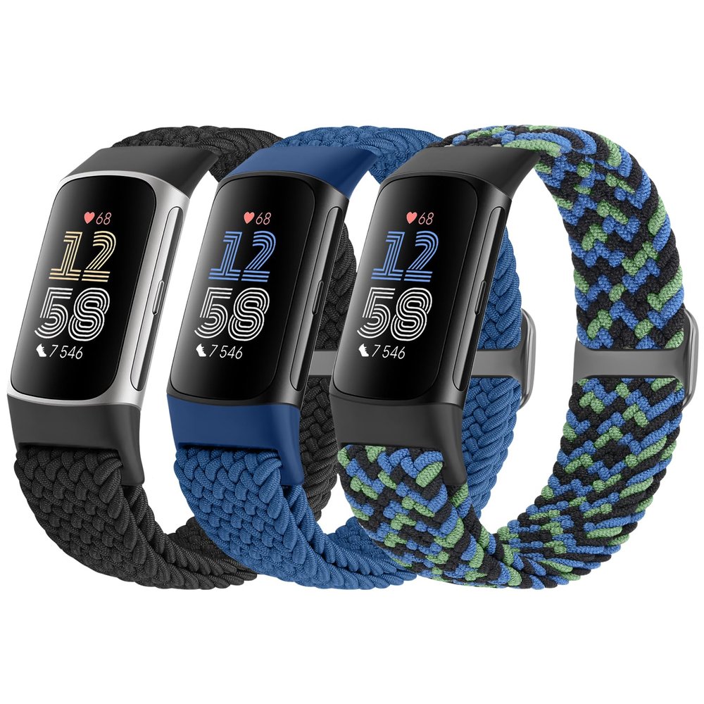 Acortjl Braided Solo Loop Bands Compatible with Fitbit Charge 6/Charge 5, Adjustable Stretchy Nylon Woven Replacement Wristbands for Fitbit Charge 6/Charge 5 for Women Men