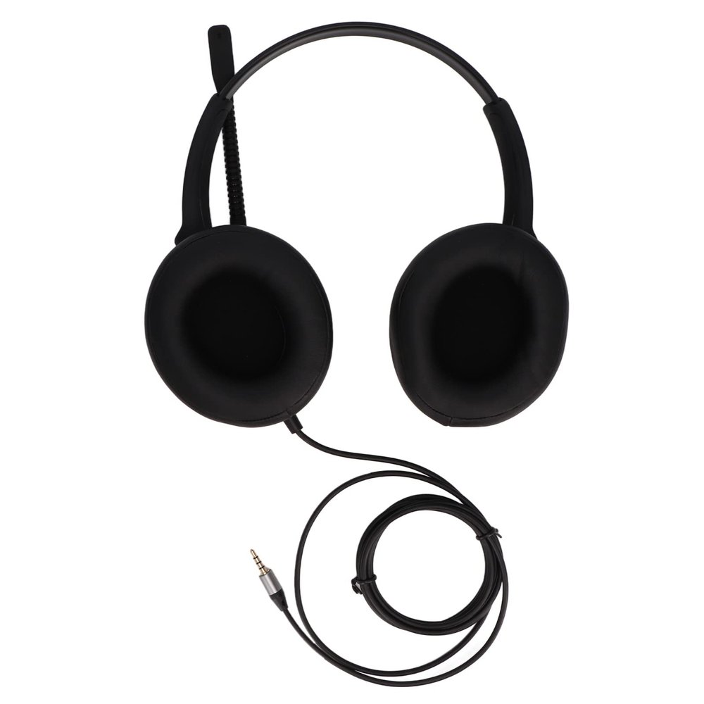 Customer Service Headphone, Noise Cancelling 3.5mm Plug Binaural Long Headphone Cable Ultra Lightweight Call Center Headphone with Microphone for Office