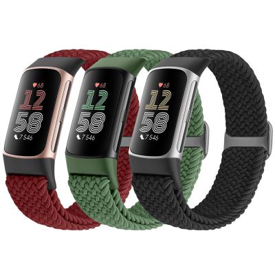 Acortjl Braided Solo Loop Bands Compatible with Fitbit Charge 6/Charge 5, Adjustable Stretchy Nylon Woven Replacement Wristbands for Fitbit Charge 6/Charge 5 for Women Men