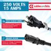 CablesAndKits - Heavy Duty AC Power Cord 6ft (1.8m) - 15Amp /250 Volts, 14 AWG, 6-20P to C13, (NEMA 6-20P to IEC-60320-C13) - Male to Female Extension Cable for PCs and Network Equipment - (Black) view 3