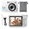 4K Digital Camera, 48MP HD 8X Zoom Autofocus Anti Shake Vlogging Camera with 2.7 Inch TFT Screen, Compact Camera for Travel Photography Vlogging Silver view 1