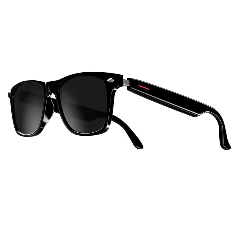 Enzemit E13 Bluetooth Audio Smart Glasses for Men Women, Blue Light Blocking & Sunglasses Lens for Office Outdoor Sports Drive Hands-Free Calling, Easy Automatic Pairing (Black Lens)