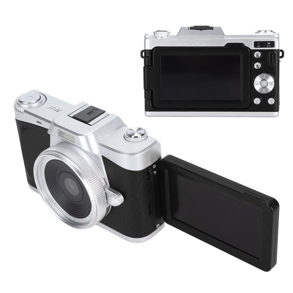 Digital Camera, 64MP 4K 20x Zoom Point and Shoot Cameras with 180 Flip Screen, 1200mAh Interchangeable Lens Compact Travel Camera for Beginner (Black)