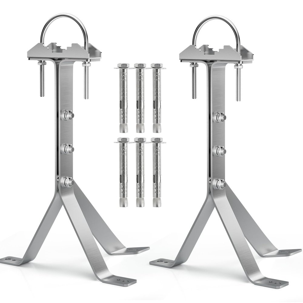 Antenna Mounting Bracket 12 Inch SUS304 Stainless Steel Mast Wall Mount Clamp Windproof Antenna Mount for TV Antenna Mast