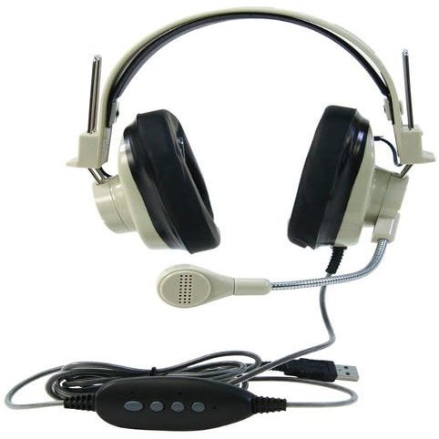 3066-USB CT Deluxe Over-Ear Stereo Headset, Beige; Gooseneck Microphone; USB Plug; 6-Foot Long 2-Layered Cut-and-chew-Resistant Cord; Adjustable Plastic Headband; Noise-reducing Ear-Cups