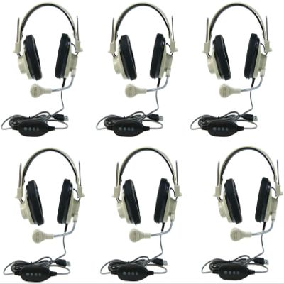 3066-USB CT Pack of 6 Deluxe Over-Ear Stereo Headset, Beige; Gooseneck Microphone; USB Plug; 6-Foot Long 2-Layered Cut-and-chew-Resistant Cord; Adjustable Headband; Noise-reducing Ear-Cups