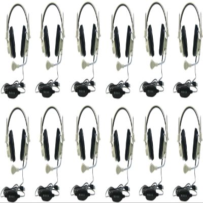 Generic 3066-USB CT Pack of 12 Deluxe Over-Ear Stereo Headset, Beige; Gooseneck Microphone; USB Plug; 6-foot Long 2-layered Cut-and-chew-resistant Cord; Adjustable Headband; Noise-reducing Ear-cups