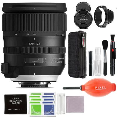 Tamron SP 24-70mm f/2.8 Di VC USD G2 Zoom Lens for Nikon F DSLR Cameras (Tamron 6 Year Limited USA Warranty) with Pixel Advanced Accessory and Travel Bundle | AFA032N-700