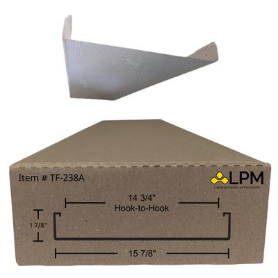 Lighting Plastics of Minnesota 4ft Wrap Around Light Cover Diffuser 15 7/8"" W x 1 7/8"" H x 47 3/4 L (Between Hook = 14 3/4"") (TF-238A), Clear Prismatic