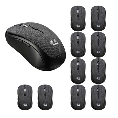 Adesso Lot of 10 Pcs Multipack iMouse S80B 24Ghz Fabric Wireless Black Fabric Mini Optical Mouse