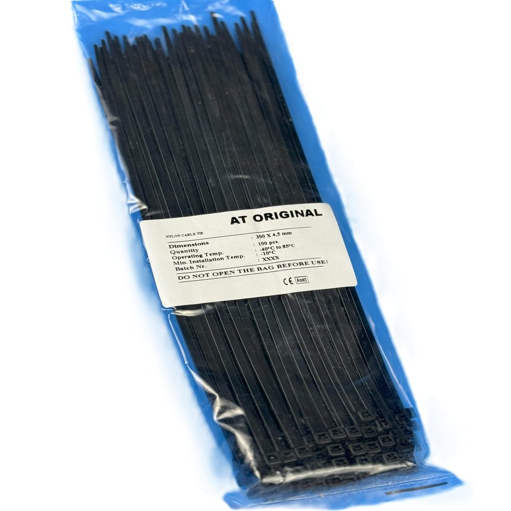 12"", 48lbs Max. Tensile Strength Cable Zip Ties,100 Pack, Black, Heavy Duty, Extra Strong, Industrial Strength, UV Resistant, Indoor and Outdoor, Residential/Commercial, by AT Original, 300-48B